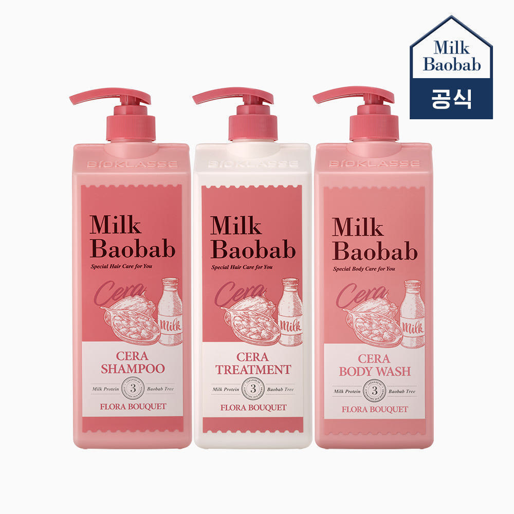 Milk Baobab Cera Shampoo + Treatment + Body Wash Flora Bouquet, 1.2L, 3 pcs