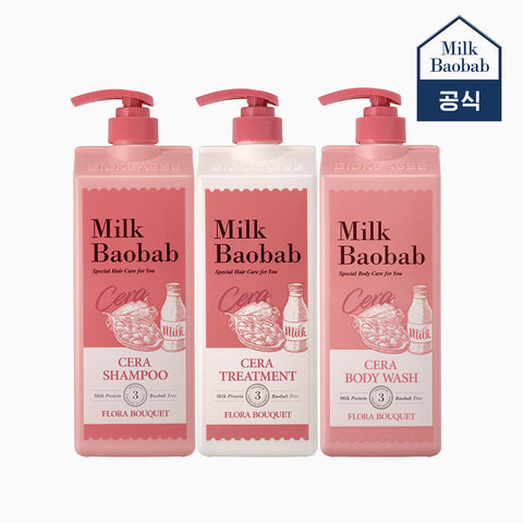 Milk Baobab Cera Shampoo + Treatment + Body Wash Flora Bouquet, 1.2L, 3 pcs