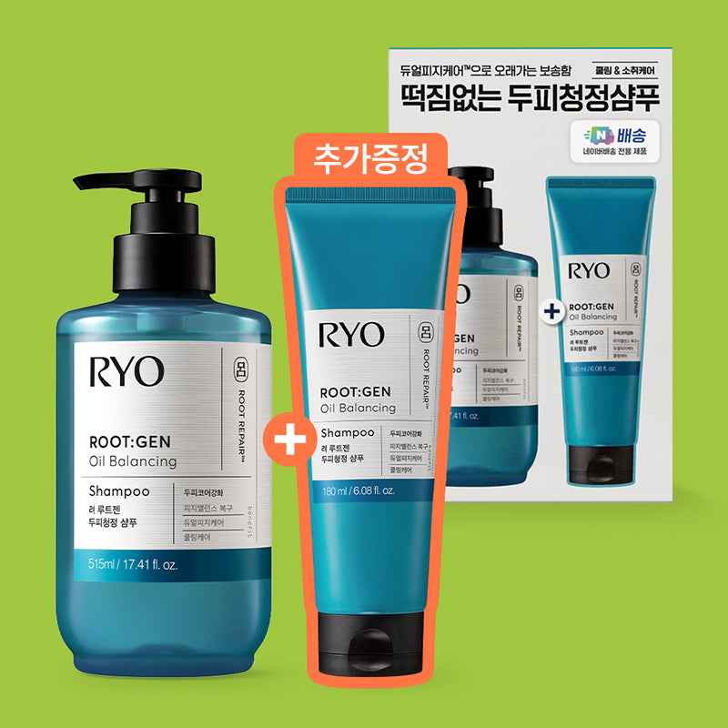 Ryo Rootgen Scalp Core Strengthening Cooling Anti-Hair Loss Shampoo 515ml + 180ml