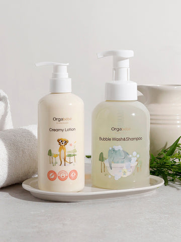 Orgabebe Baby Creamy Lotion & Bubble Wash Shampoo All-in-One Gift Set