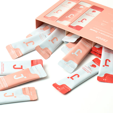 Jsoop Peach Travel Amenity 3-Piece Kit, 30pcs (6ml x10 each)