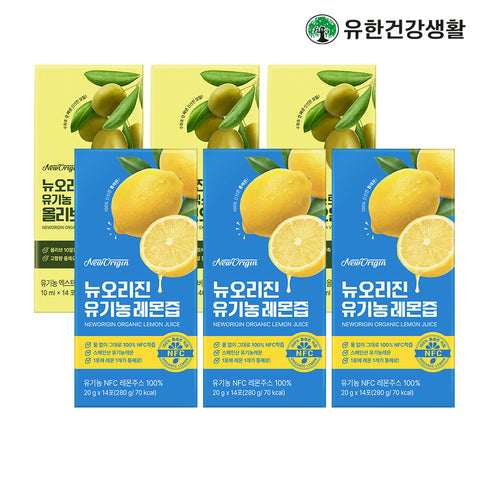 New Origin OleShot Organic Lemon Juice 3 Boxes + Premium Extra Virgin Olive Oil 3 Boxes