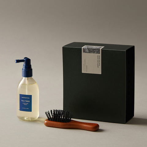 Aromatica Rosemary Root Enhancer 100ml + Wooden Scalp Brush - Rosemary / Tea Tree Set