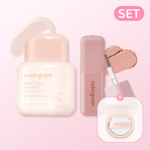 Colorgram Geek Nude Skin Tint 30ml + Geek Nude Color Cover Tint 5g 2pc Set