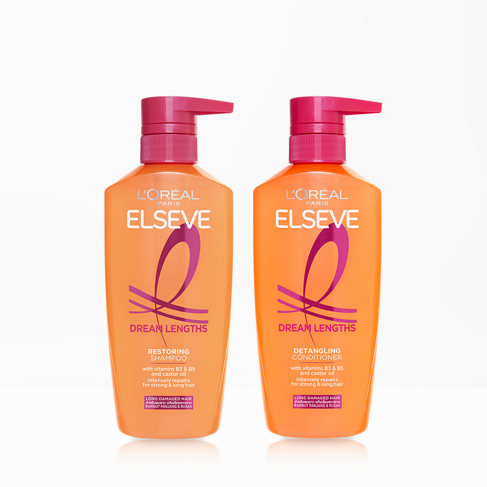 L'Oreal Paris Dream Lengths Shampoo 400ml + Dream Lengths Hair Pack 375ml (Fruity Floral Scent)
