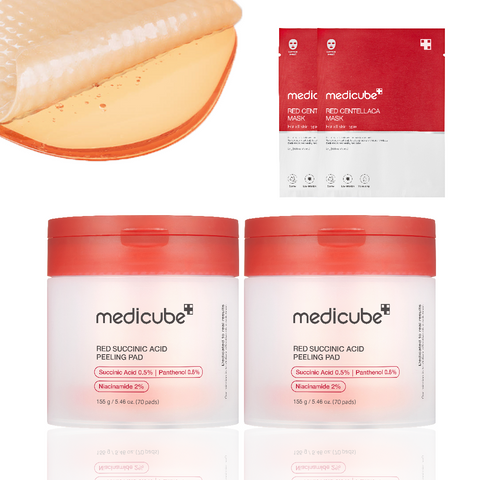 Medicube Red Succinic Acid Toner Pads 70 Pads (2 pack)