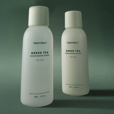 TONYMOLY Green Tea Moisture 2-Piece Set (Toner 200ml + 20ml / Lotion 200ml + 20ml)