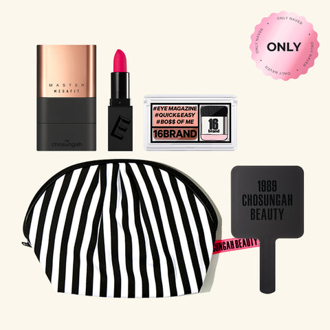 Chosungah Beauty TM Megafit Foundation Set (Foundation, Eye Magazine, Satin Lipstick, Mirror & Pouch)