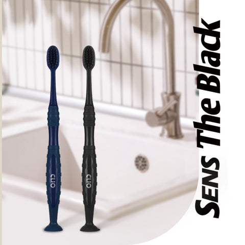 Clio DENTIMATE SENSE THE BLACK Ultra-Fine Toothbrush 8-Pack (Stand Type)