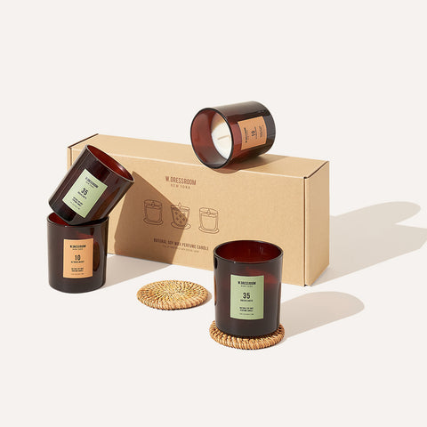 W.Dressroom Soy Wax Home Candle Set 110g x 2 (Candle + Eco Rattan Coaster)