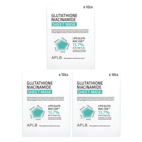 APLB Glutathione Niacinamide Sheet Mask 10 sheets (3 Pack)