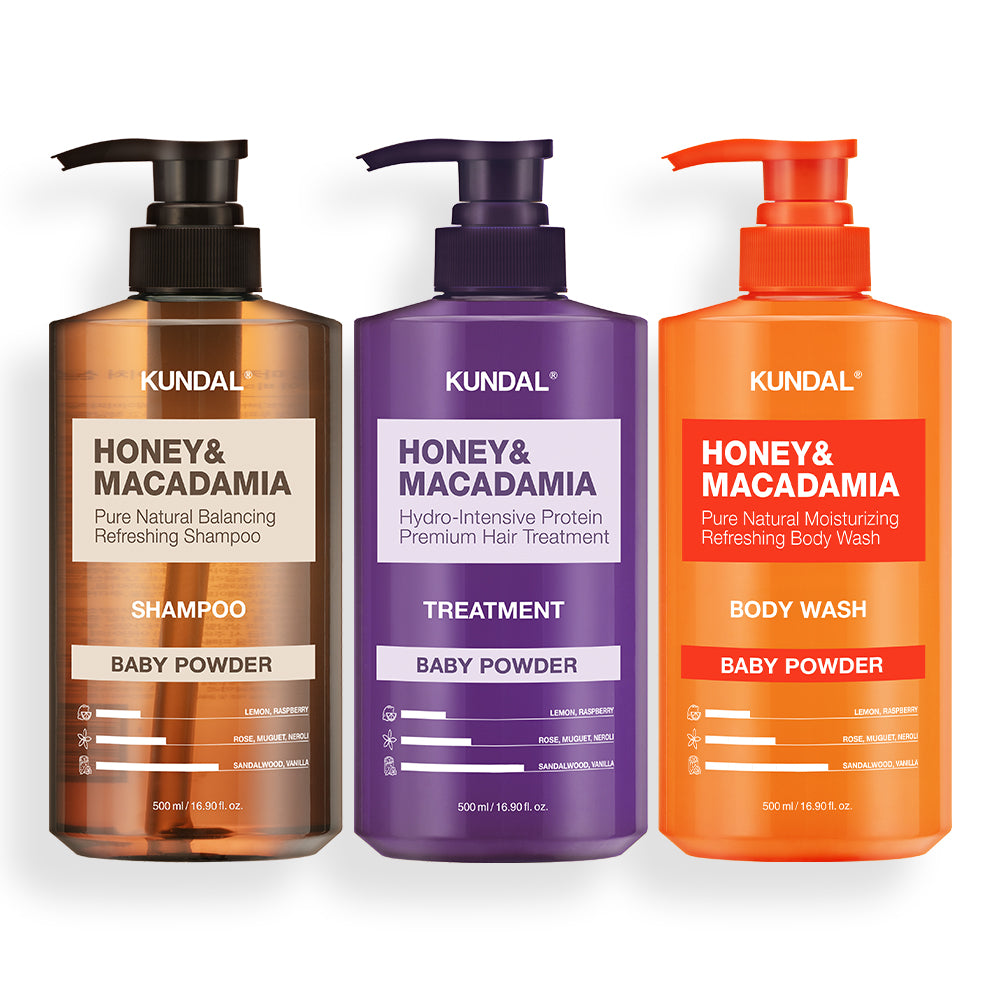 Kundal Shampoo + Treatment + Body Wash 500ml (Baby Powder)