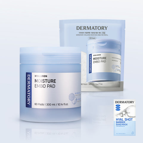 Dermatory Hyaluron Moisture Reservoir Embossed Pads 60 Sheets (Single / Refill Set)