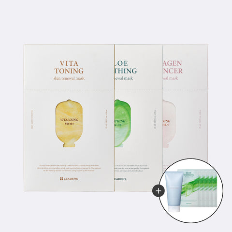 Leaders Skin Renewal 30 Sheets (Collagen 10 + Aloe Soothing 10 + Vita Toning 10)