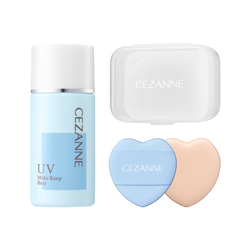 Cezanne Make Keep Base Light Blue 30ml + Mini Heart Puff 2P Set SPF28 PA++