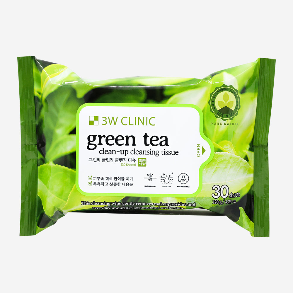 3W Clinic Green Tea Clean-up Cleansing Tissues (30 sheets)