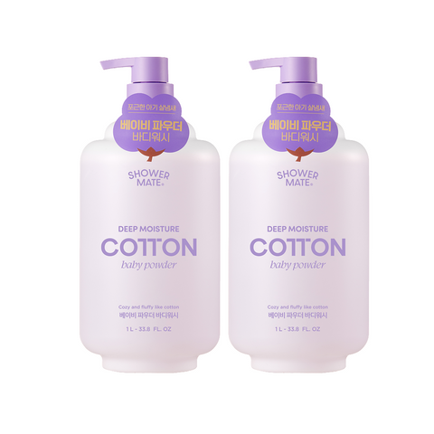Shower Mate Deep Moisture Cotton Body Wash (Clean Soap) 1L x2 + Donkey Milk Soap 100g
