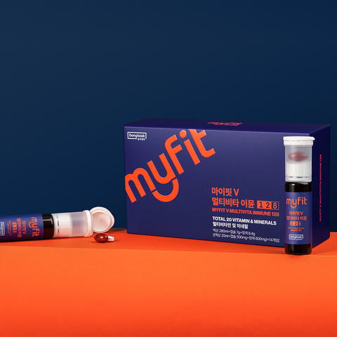 DongKook Pharmaceutical MyFit V Multivitamin Immune 128 (20ml liquid + 500mg capsule + 600mg tablet) x14 2 Boxes + Blood Flow N-Arginine 2 Boxes (2 Sets)