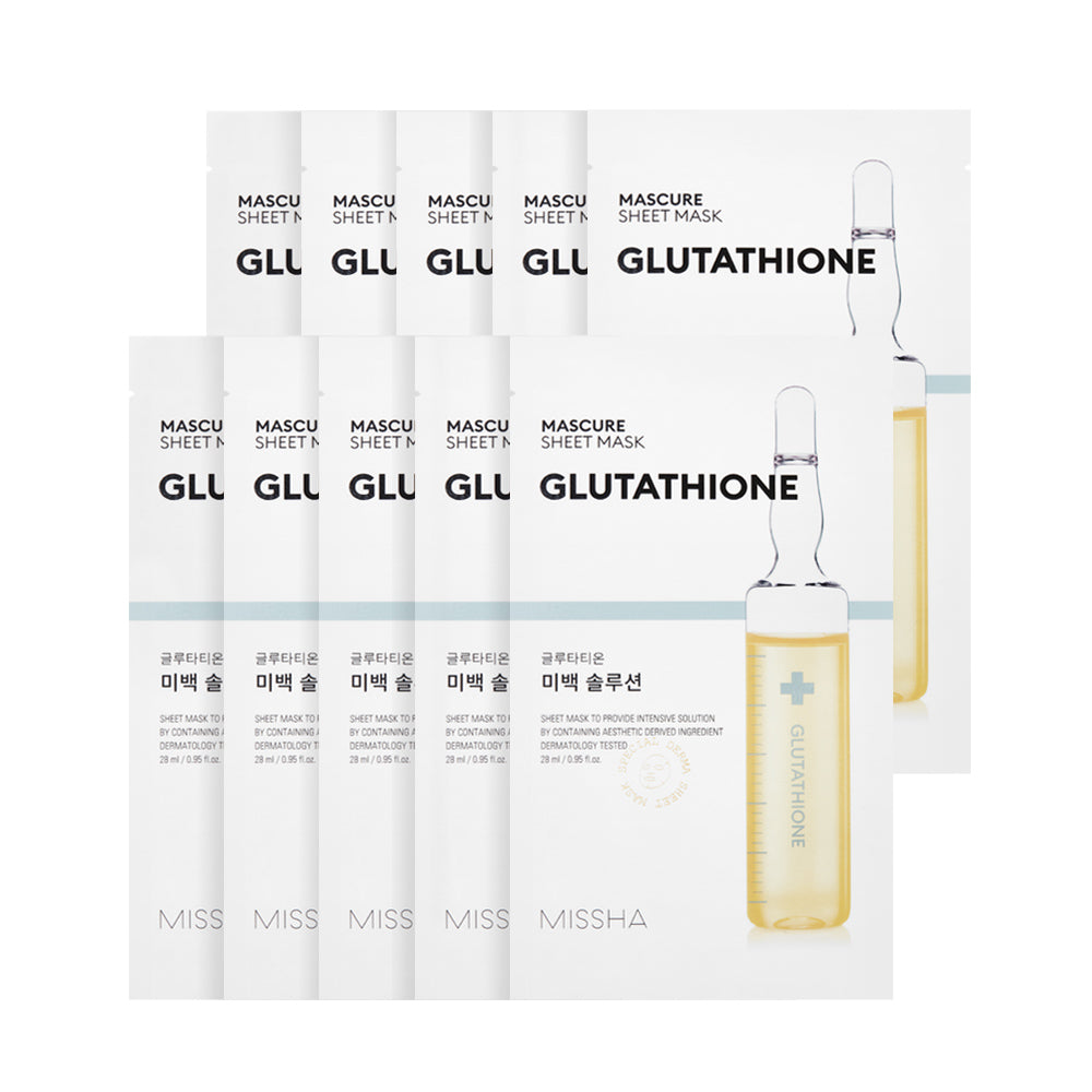 MISSHA Mask Cure Whitening Solution Sheet Mask (Glutathione) 10P