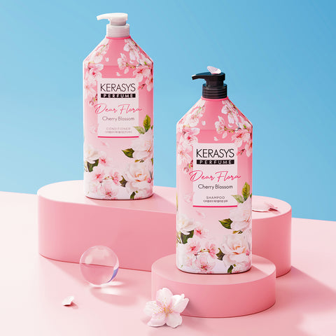 Kerasys Dear Flora Cherry Blossom 1.5L x2 (Shampoo + Conditioner) + Oilex Shampoo 60ml
