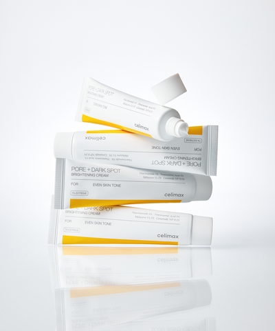 Multiple tubes of Celimax skincare cream on a white background