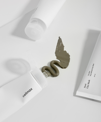 Cosmetic mask with a swatch on a white background, featuring the brand 'celimax'.