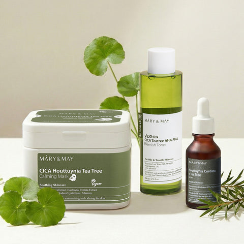 Mary&May Vegan Trouble Soothing Care 3-Piece Set (Toner 200 mL + Serum 30 mL + 30 Sheet Masks)