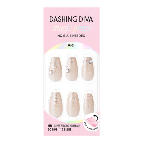 Dashing Diva Magic Press Crystal Champagne (Coffin) Nail Tips
