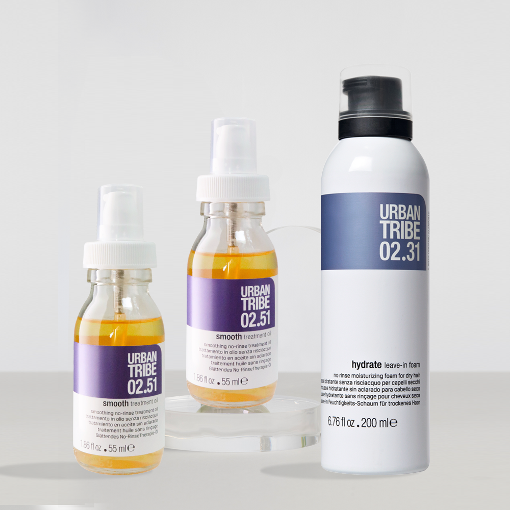 Urban Tribe Foam + Oil Set C Haircare Trio Gift Set (200ml + 55ml x2)