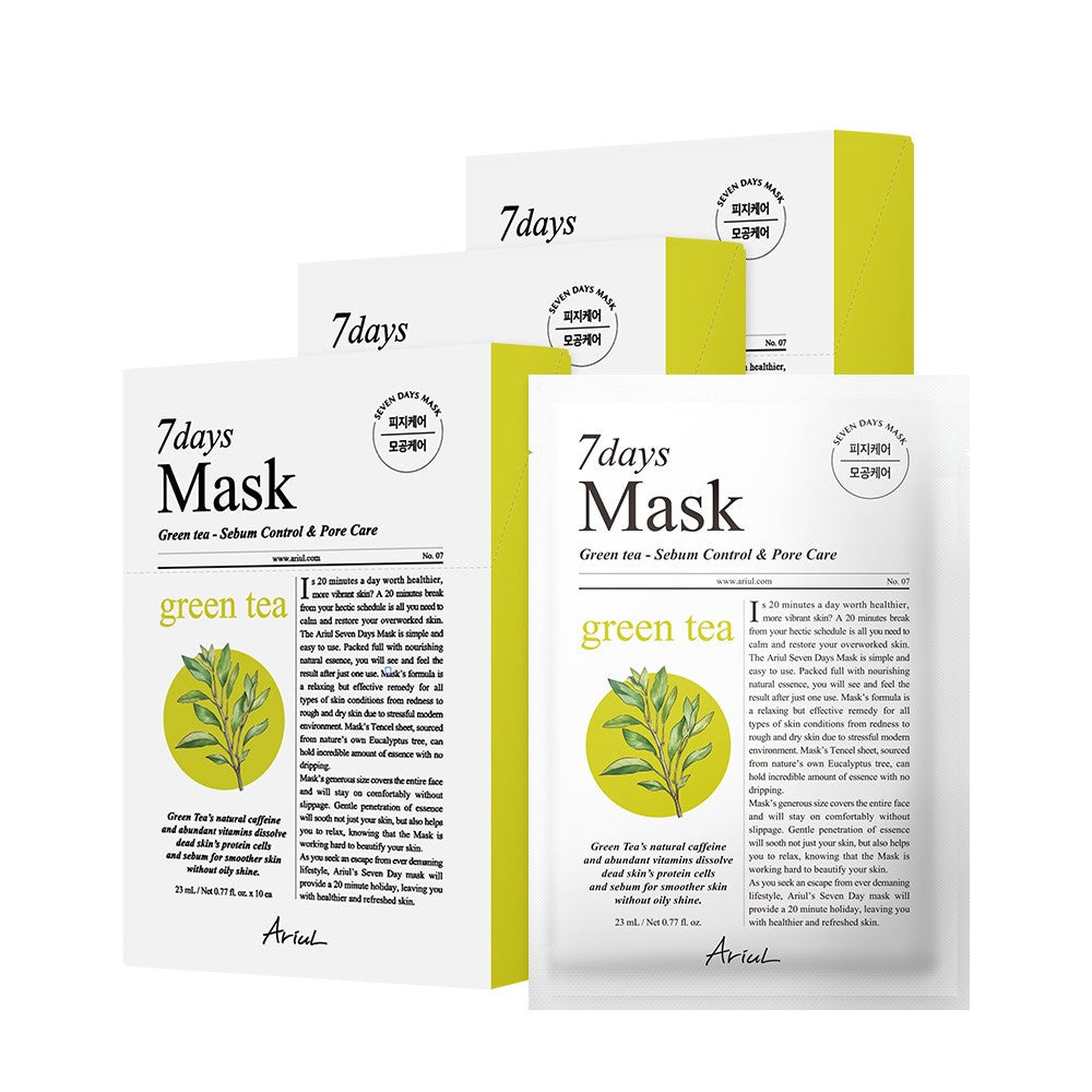 Ariul Seven Days Green Tea Mask Pack, 10 Sheets x 3 (30 Sheets)
