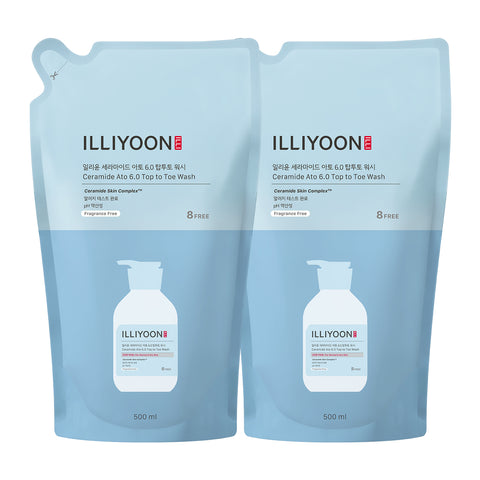 ILLIYOON Ceramide Ato 6.0 Top-to-Toe All-in-One pH-Balanced Body Wash Refill 500ml (2 pack)