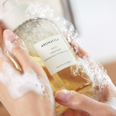 Aromatica Zesty Hand Soap Grapefruit & Tangerine - Main Bottle + Refill Set (300ml + 300ml)