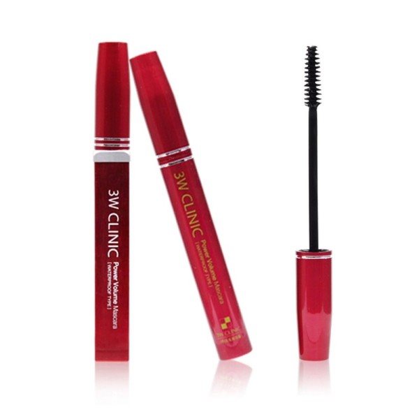 Red mascara with visible '3W Clinic' branding on a white background