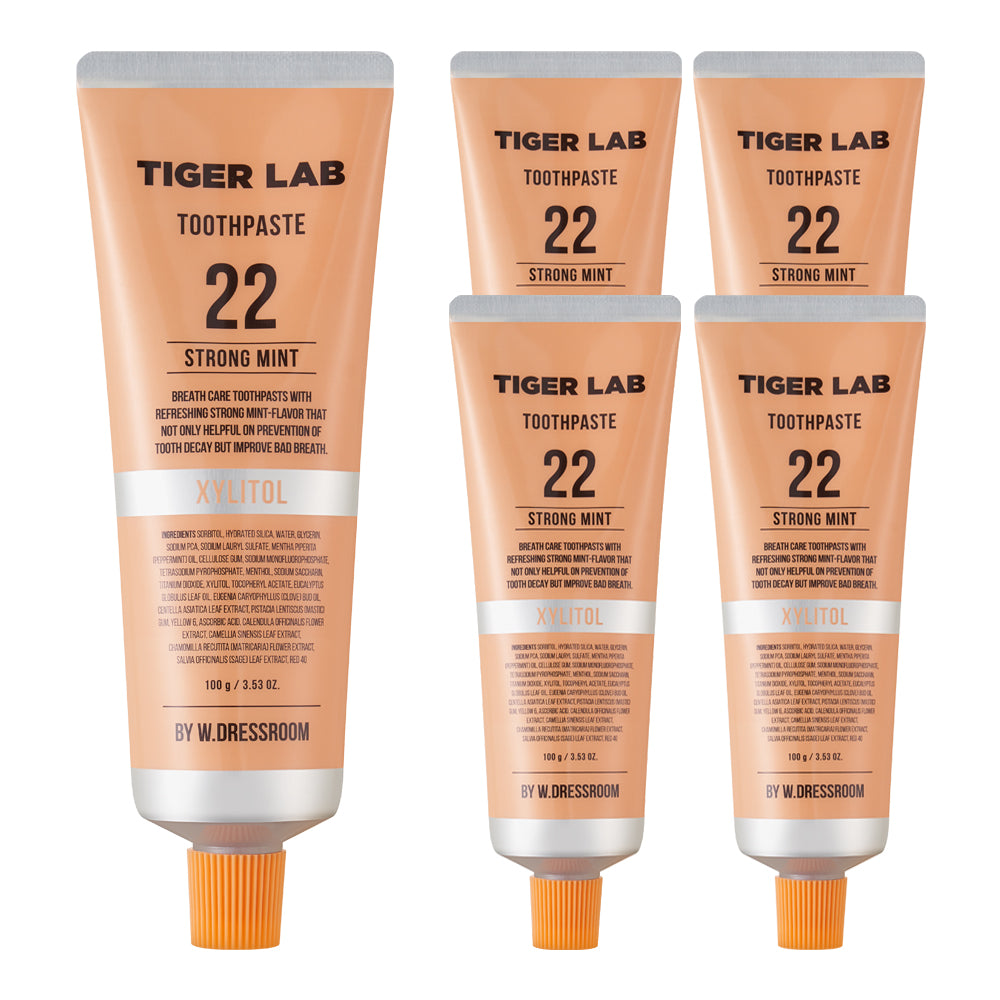W.Dressroom Tiger Lab Strong Bad-Breath Care Toothpaste 100g (5 Pack)