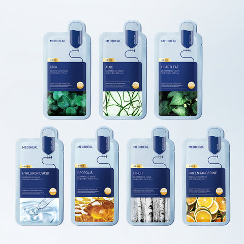 Mediheal Derma Plus Moisture & Soothing Mask Pack 2-Type, 20 Sheets (Cica + Houttuynia)