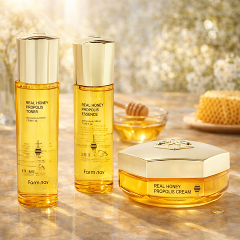 Farmstay Real Honey Propolis Toner + Essence + Cream 3-Piece Set