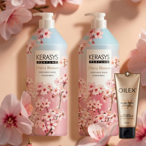 Kerasys Perfume Rinse Cherry Blossom 1L x2 + Oilex Shampoo 60ml