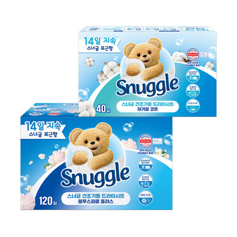 Snuggle Dry Sheets Blue Sparkle Plus 120-count + Huggable Cotton 40-count