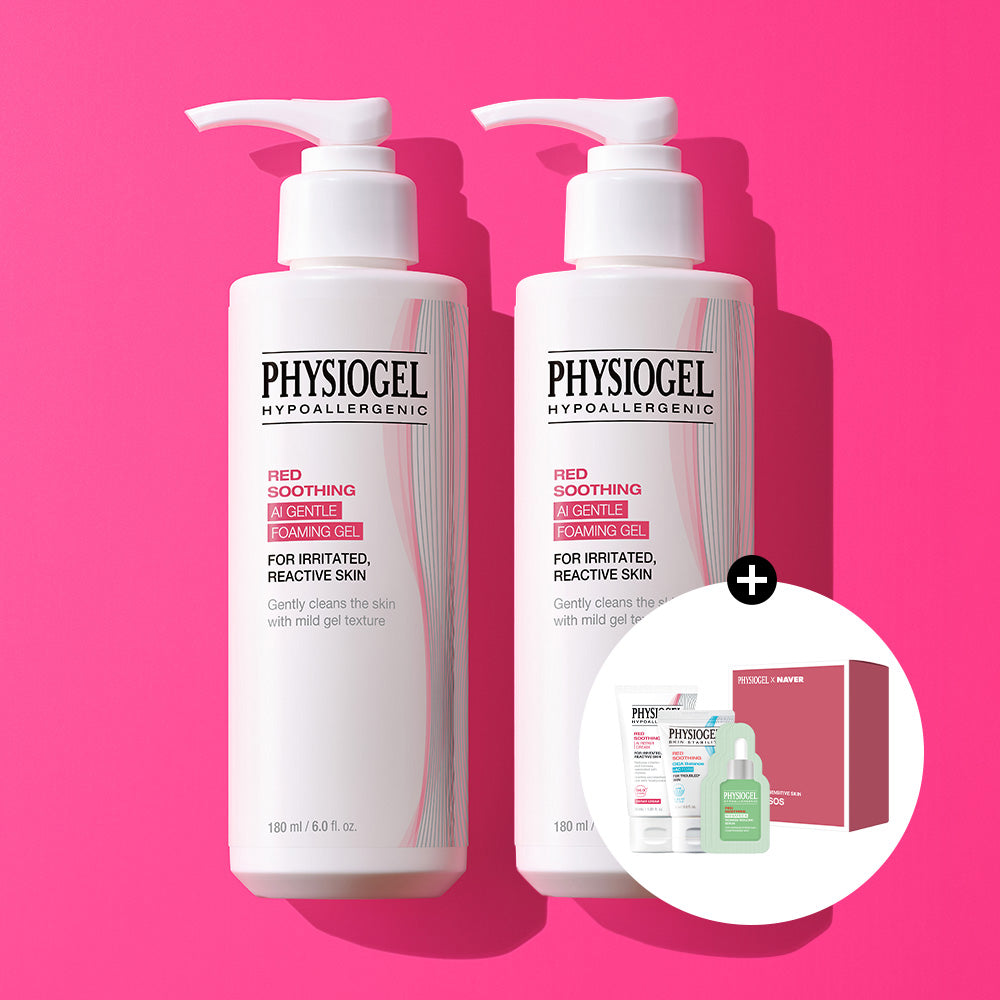 Physiogel Red Soothing AI Gentle Cleansing Foaming Gel 180ml x2 + Soothing SOS Kit
