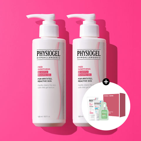 Physiogel Red Soothing AI Gentle Cleansing Foaming Gel 180ml x2 + Soothing SOS Kit
