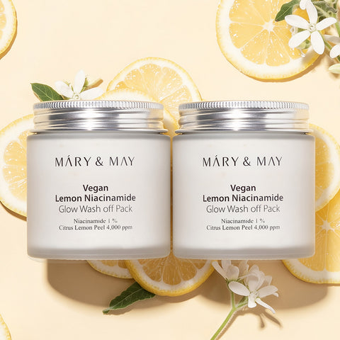 Mary&May Vegan Lemon Niacinamide Glow Wash-Off Pack 125ml (2 Pack)