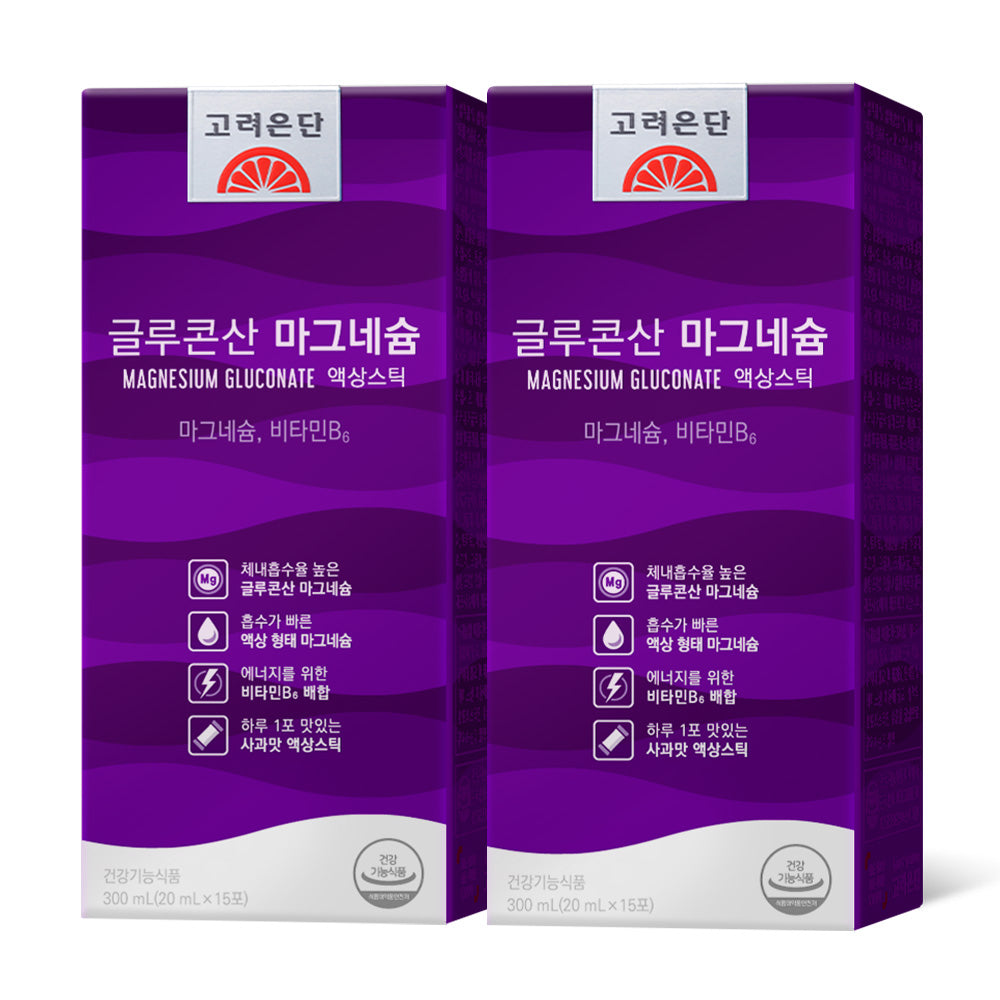 Koreaeundan Magnesium Gluconate Liquid Sticks 15 Sachets x 2 Pack