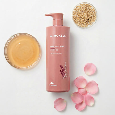Minoxell Beer Yeast Rose PDRN Anti-Hair Loss Shampoo 1000ml (3 Pack)