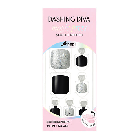Dashing Diva Magic Press Pedicure Glittering Black