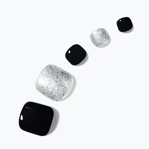 Dashing Diva Magic Press Pedicure Glittering Black