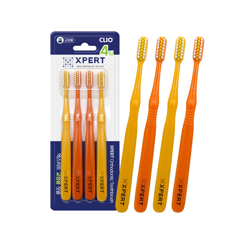 Clio Expert Orthodontic High-Elasticity Slim-Head Round Toothbrush 4pcs x 2 Set