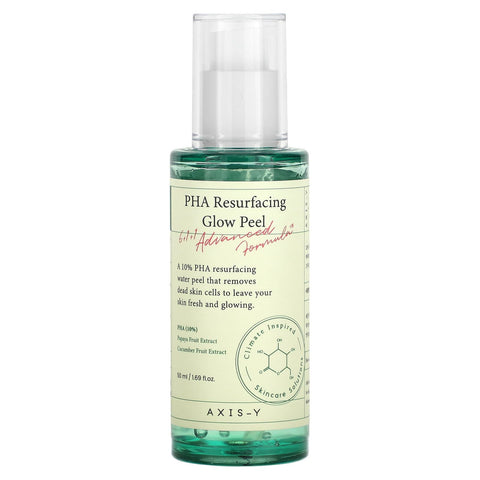 Bottle of AXIS-Y PHA Resurfacing Glow Peel on a white background