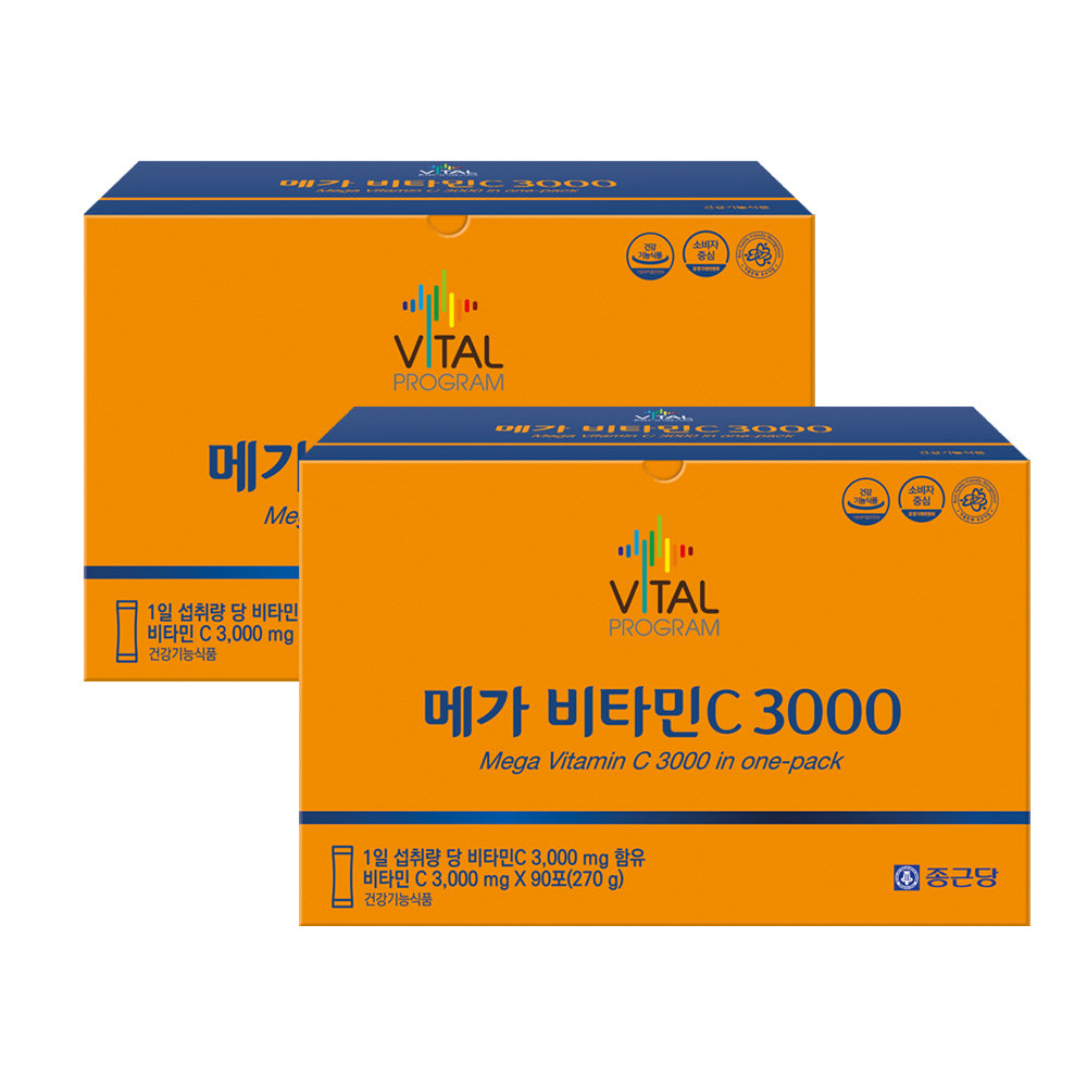 Chongkundang Vital Program Mega Vitamin C 3000mg x 90Packets 270g (2 Pack)