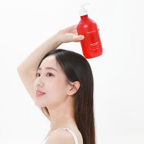 Ninemila Red Collagen Hair Loss Relief Shampoo 500ml (3 Pack) (Green Rose)