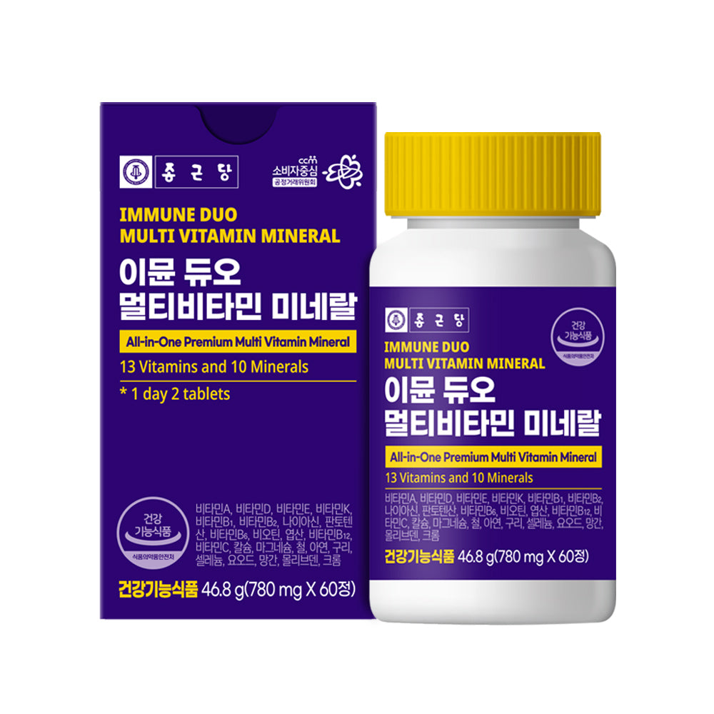 Chongkundang Immune Duo Multivitamin & Mineral 780mg x 60 Tablets (1 Pack)